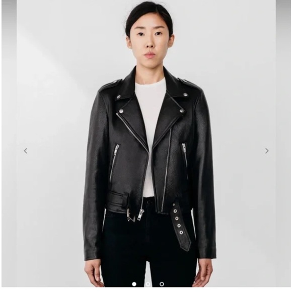 Laer Black Leather Biker Jacket | made in the USA | women’s size M - Picture 2 of 5